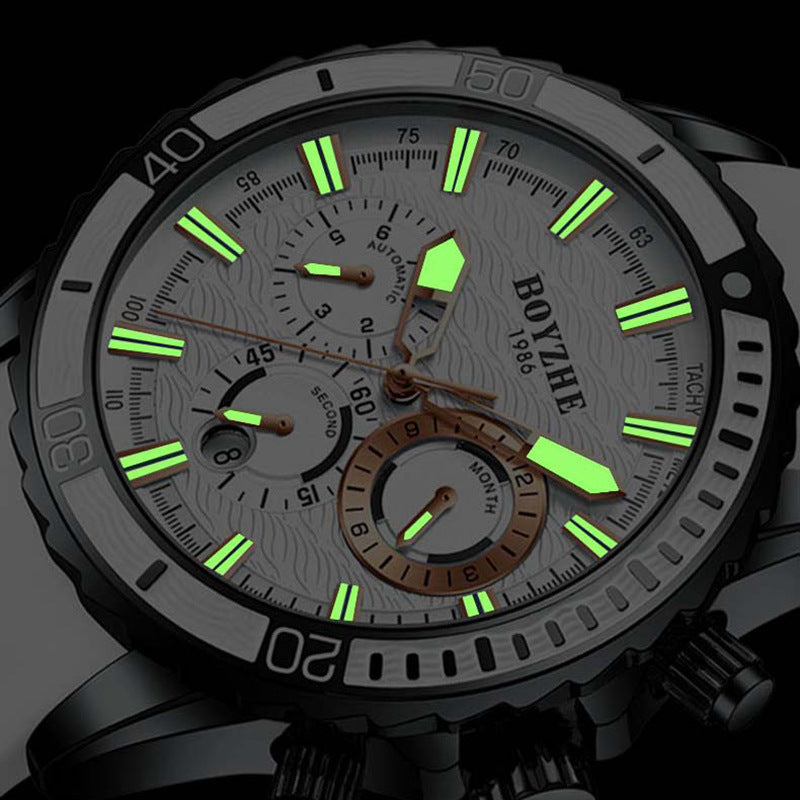 Men's Watch Multifunctional Silicone Strap Mechanical Watch