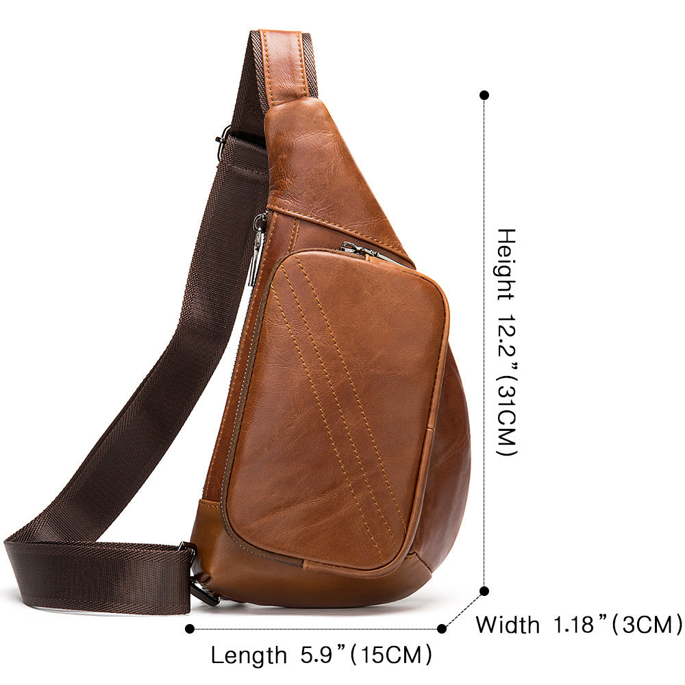 New Trend Leather Chest Bag Fashion Half-Moon Triangle Shoulder Bag Retro Messenger Bag Men's Bags