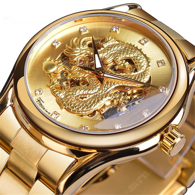 Steel belt dragon watch hollow waterproof automatic mechanical watch