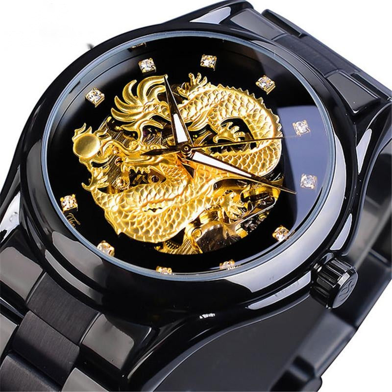 Steel belt dragon watch hollow waterproof automatic mechanical watch