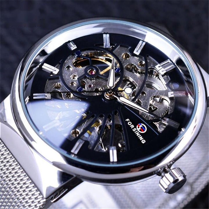 Woven Mesh Belt Waterproof Manual Mechanical Watch