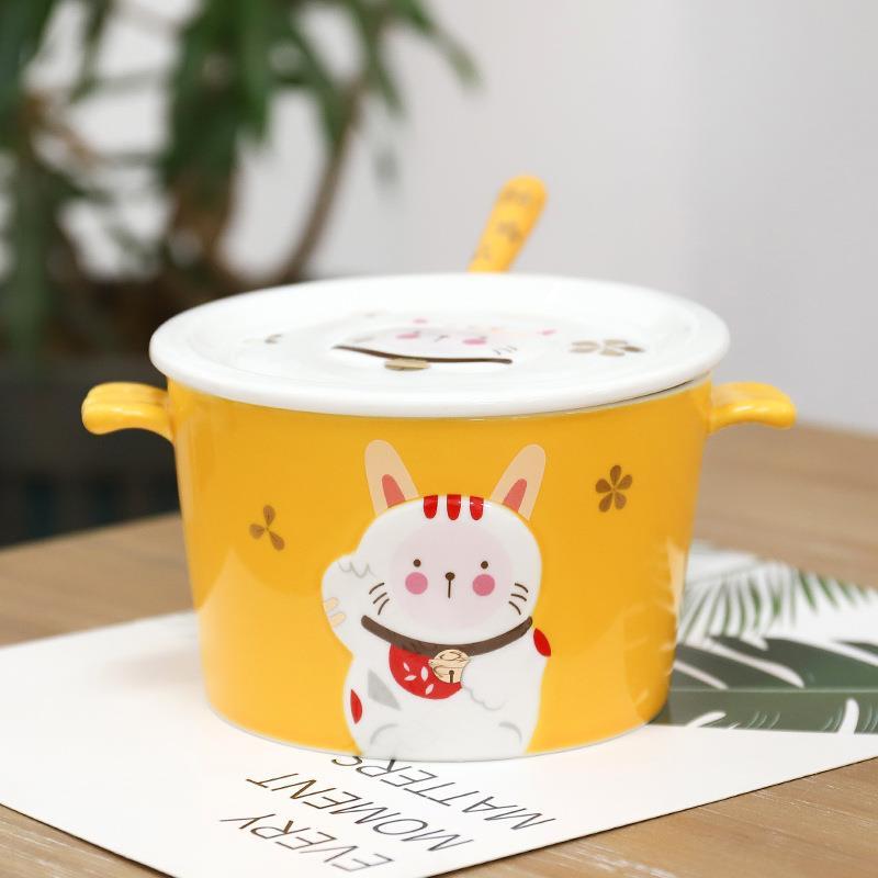 3D Three-Dimensional Relief Cartoon Ceramic Instant Noodle Bowl