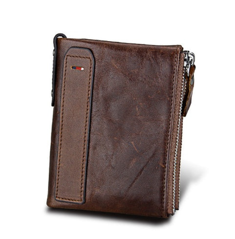 Men's wallet Short men's wallet Anti-theft brush leather wallet men