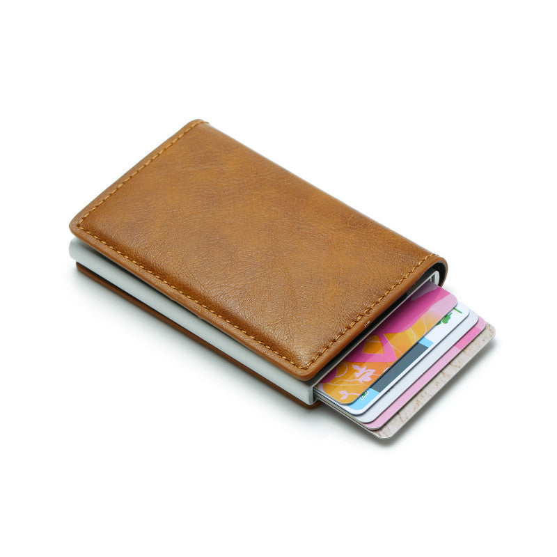 Automatic pop-up leather card holder