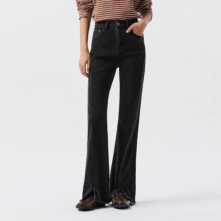 Women's Raw Edge Slit Flare Pants