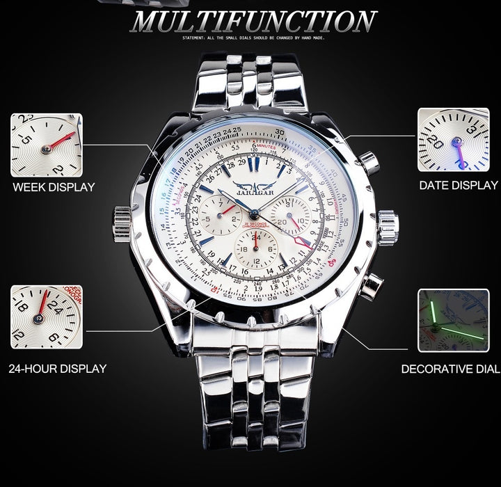 Men's Stainless Steel Business Three-plate Six-pin Automatic Mechanical Watch