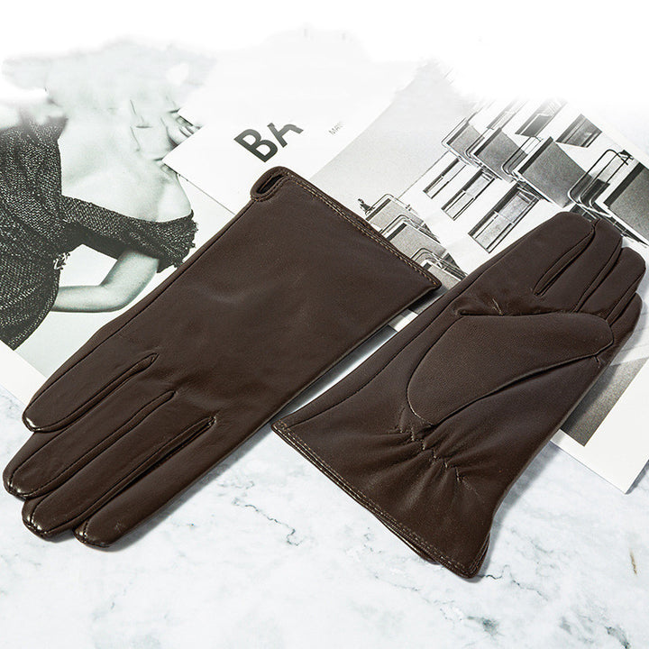 Touch Screen Gloves With Plush And Thick Leather Lining