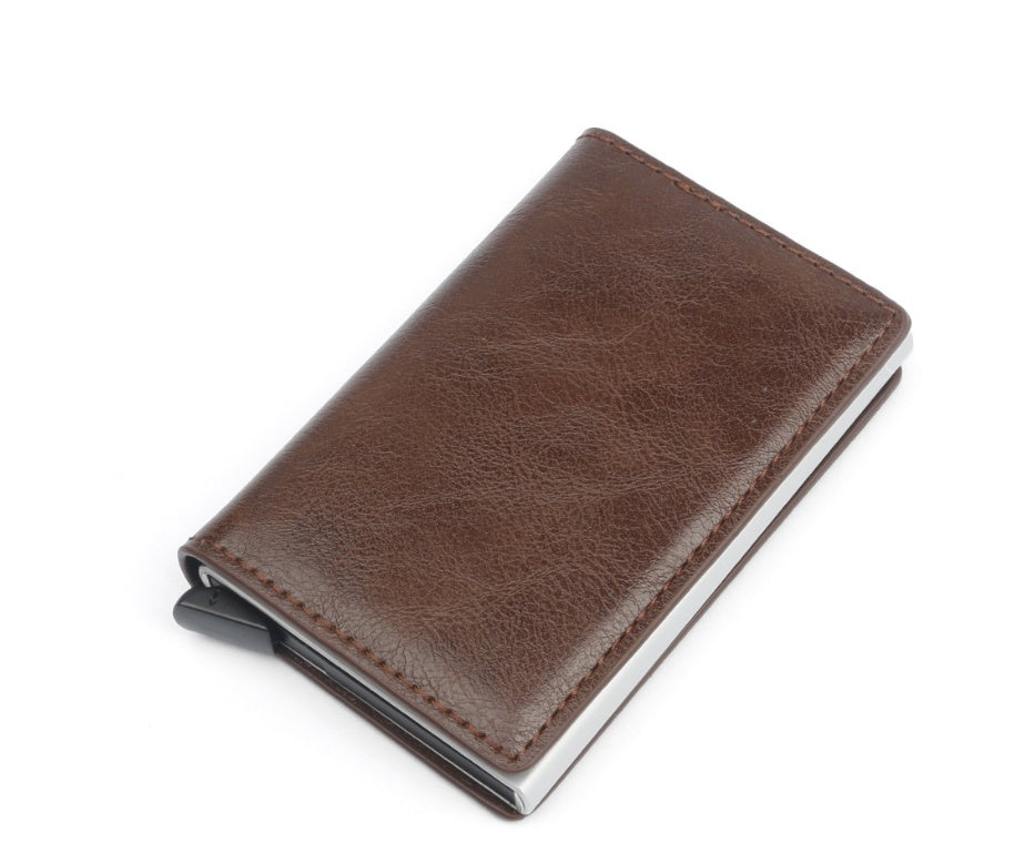 Automatic pop-up leather card holder