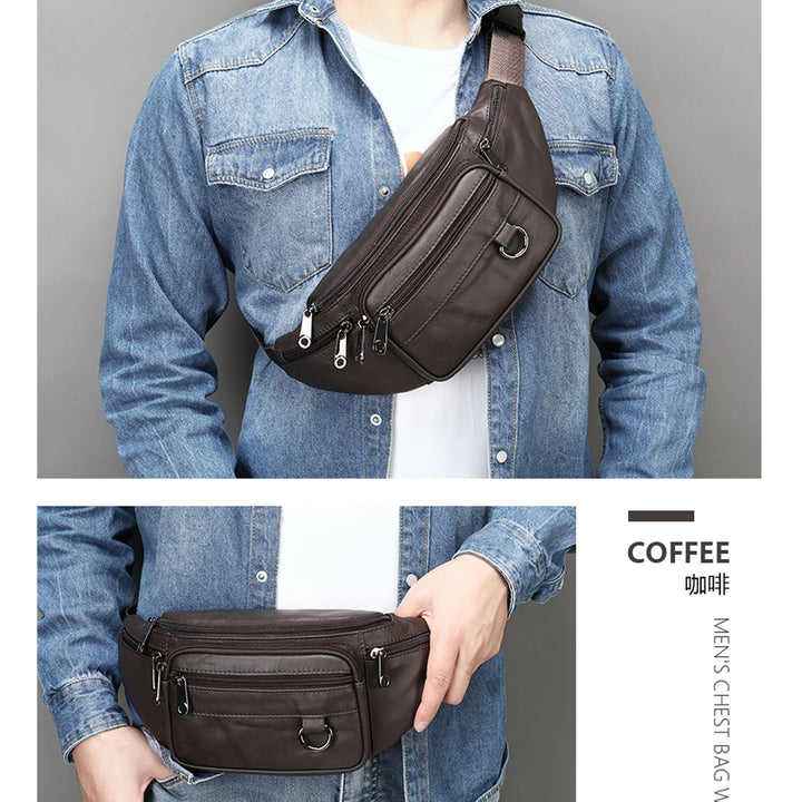 Leather Phone Belt Men's Multifunctional Chest Bag Crossbody