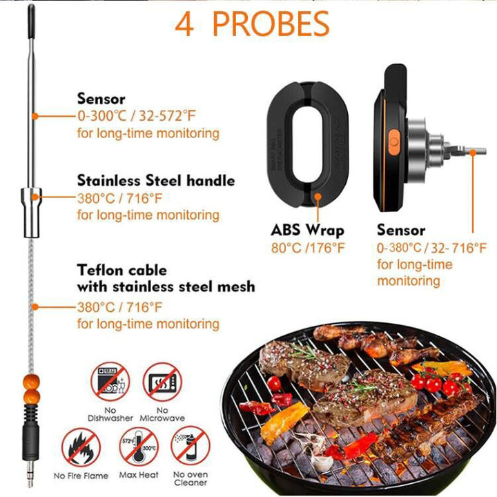 Wireless Bluetooth Barbecue Oven Thermometer Double Probe Digital Electronic BBQ Baking