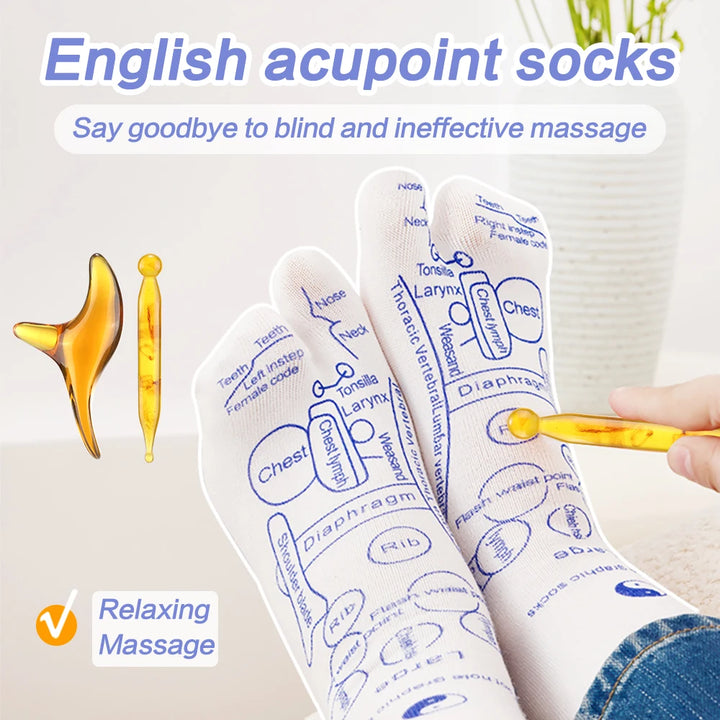 Foot Reflexology Massage Socks with Acupressure Stick