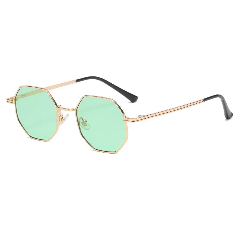 Women Retro Polygonal Metal Sunglasses