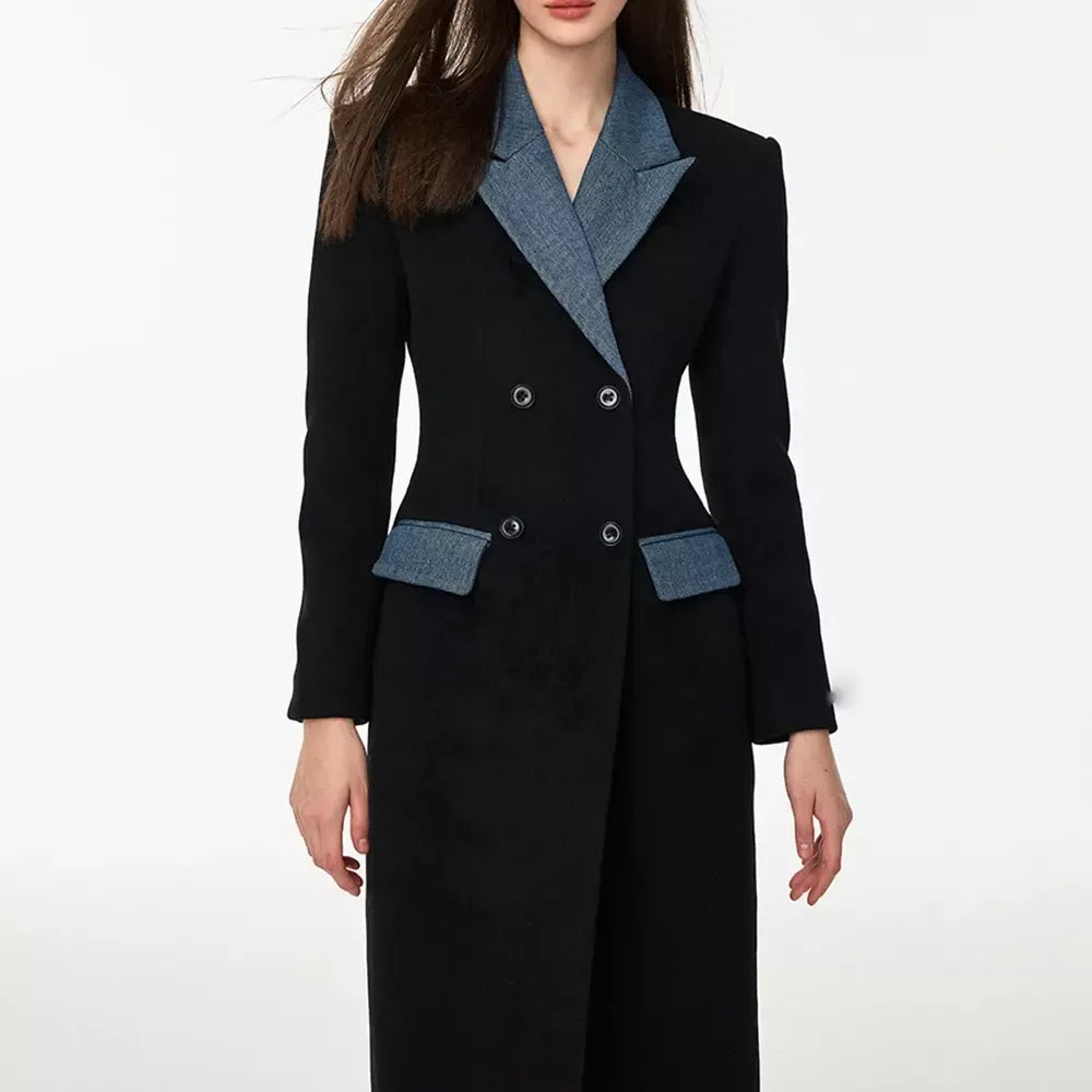 Double Breasted Trench Coat Contrasting Colors