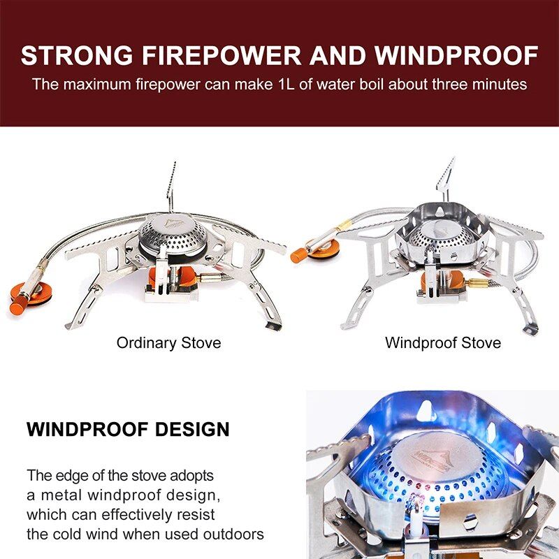 Compact Wind-Proof Camping Gas Burner for Outdoor Adventures