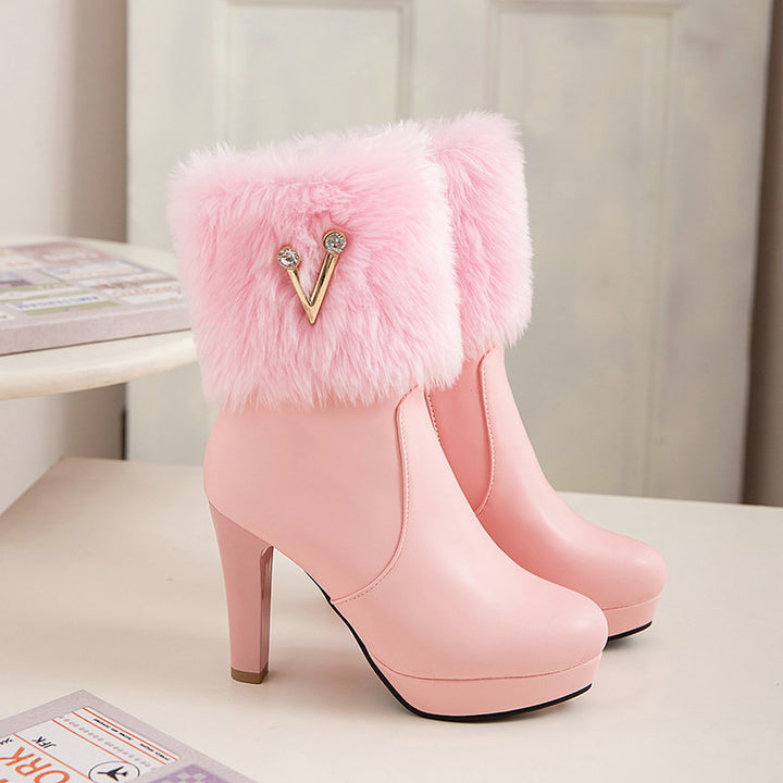 Autumn And Winter Short Boots Snow Female Buskin Female Boots Chunky Heel Booties