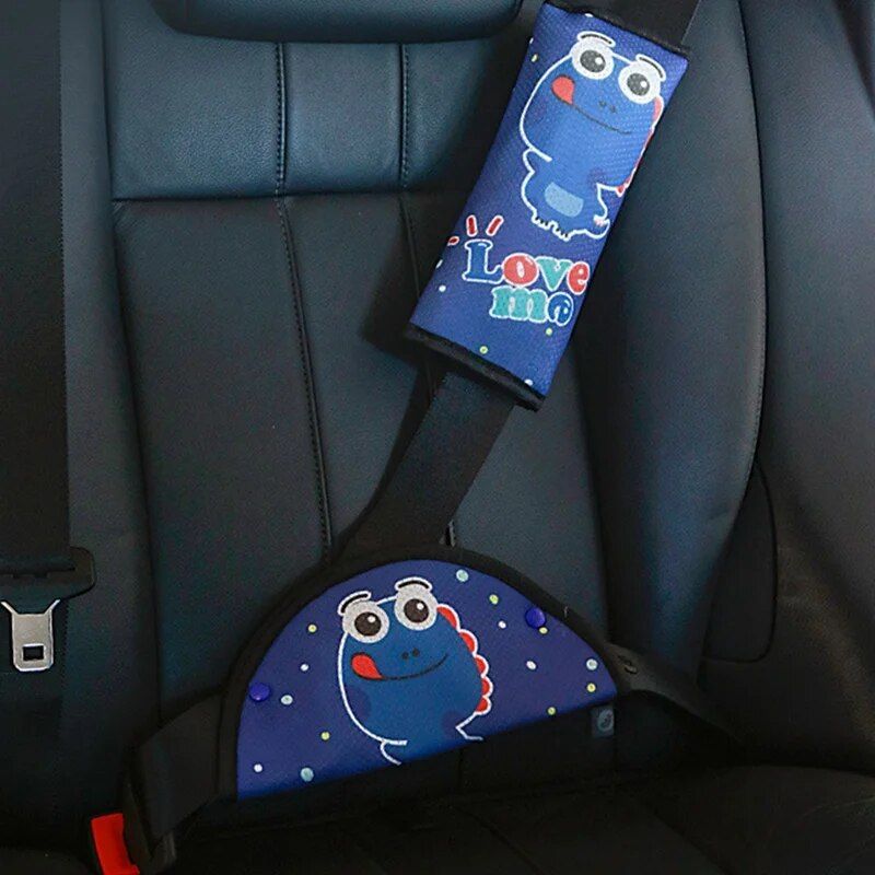 Kids Cartoon Safety Car Seat Belt Cushion and Adjuster Set