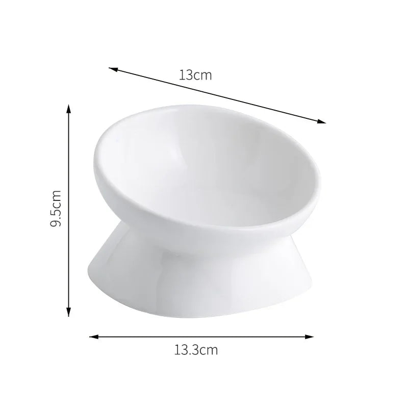 Elevated Ceramic Pet Bowl - High Foot Design for Cats & Small Dogs