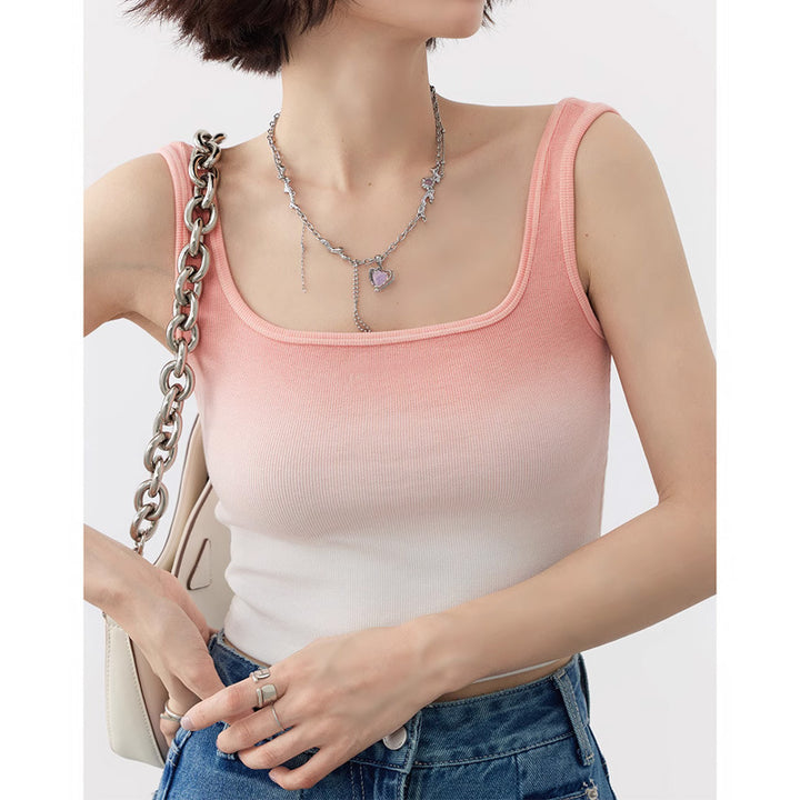 Gradient Color Outer Wear Strappy Sleeveless Tank Top