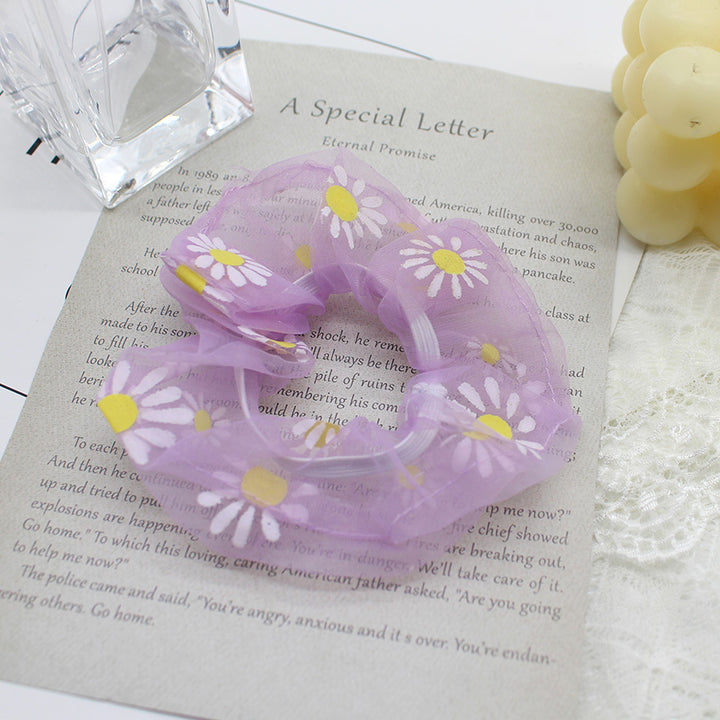 Korean Chic Handmade Embroidery Daisy Elastic Hair Bands