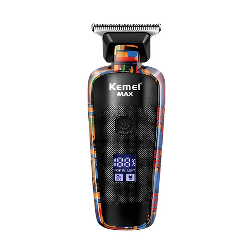 Digital Display Professional Men's Electric Hair Clipper with Graffiti Design