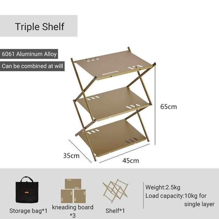 Multi-Level Portable Folding Camping Shelf – Aluminum Outdoor BBQ Table Rack