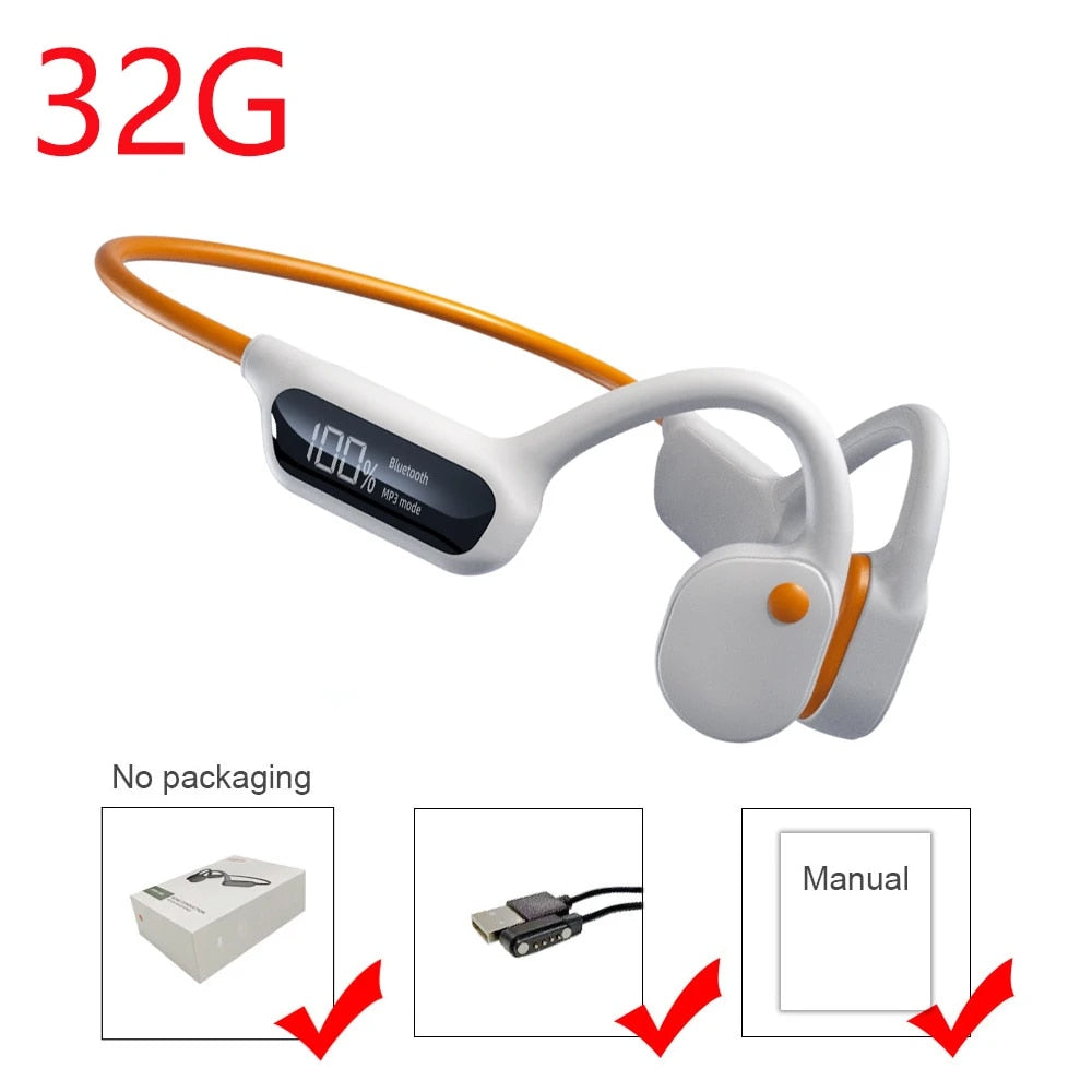 Wireless Bone Conduction Earphones with IPX8 Waterproof Rating and 32GB Memory