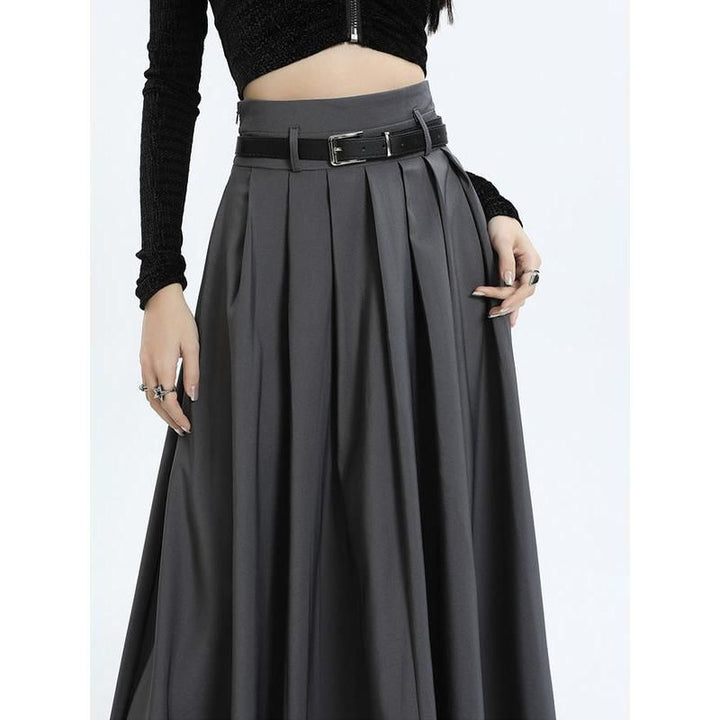 Elegant Autumn Ankle-Length Pleated Maxi Skirt