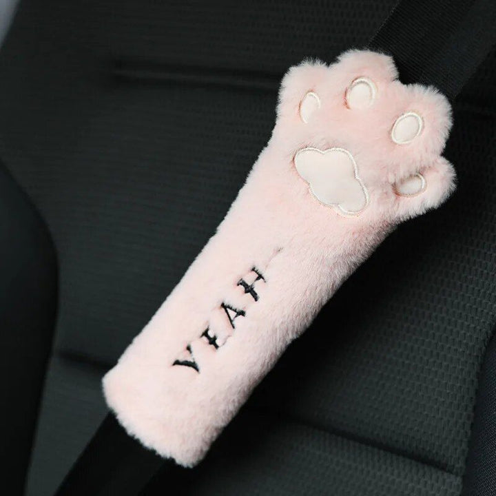 Soft Velvet Cat Paw Seat Belt Cover