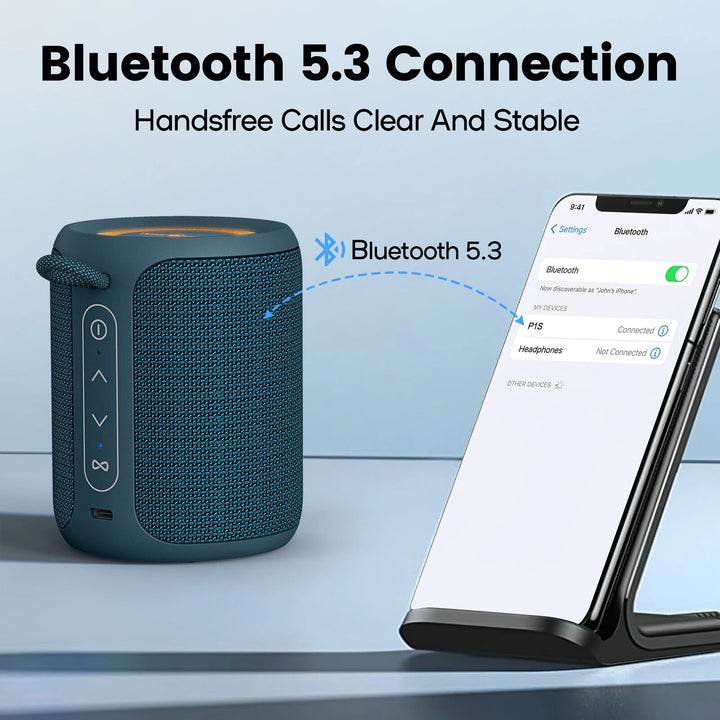 Portable Waterproof Bluetooth Speaker with Bass Boost and Dual Pairing - 15W Power