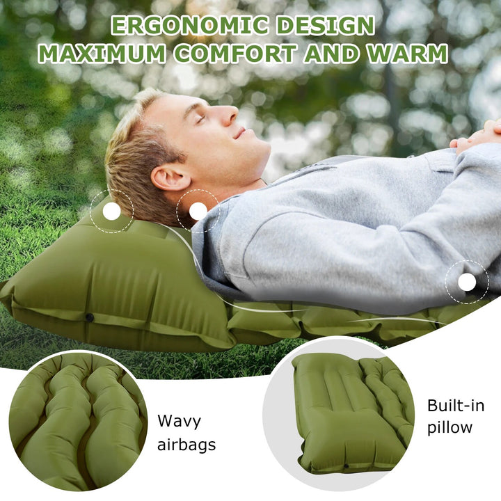 Inflatable Camping Mattress with Built-In Pillow & Pump