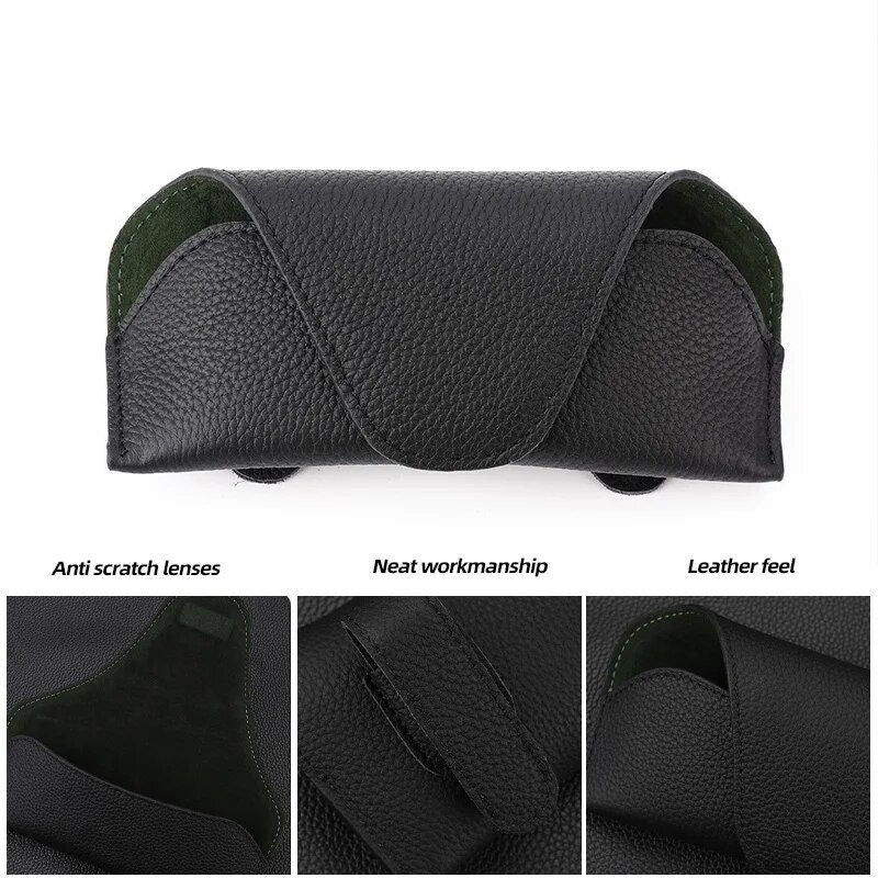 Universal Leather Sun Visor Car Glasses Holder