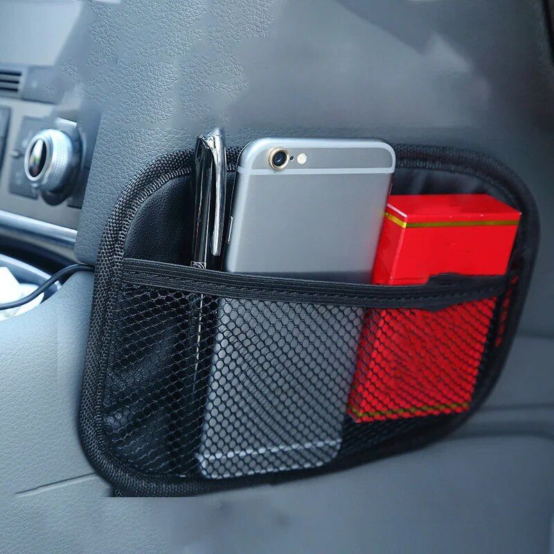 Universal Car Storage Net Pocket: Mobile Phone & Gadget Organizer