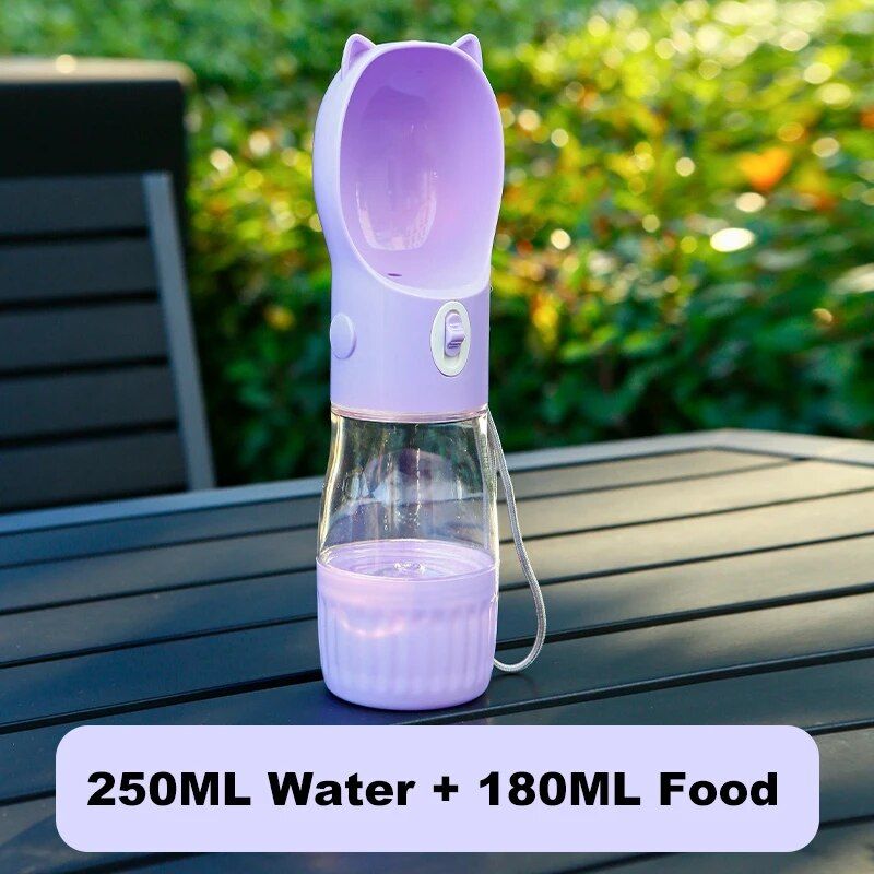 Portable 2-in-1 Dog & Cat Water Bottle and Food Dispenser