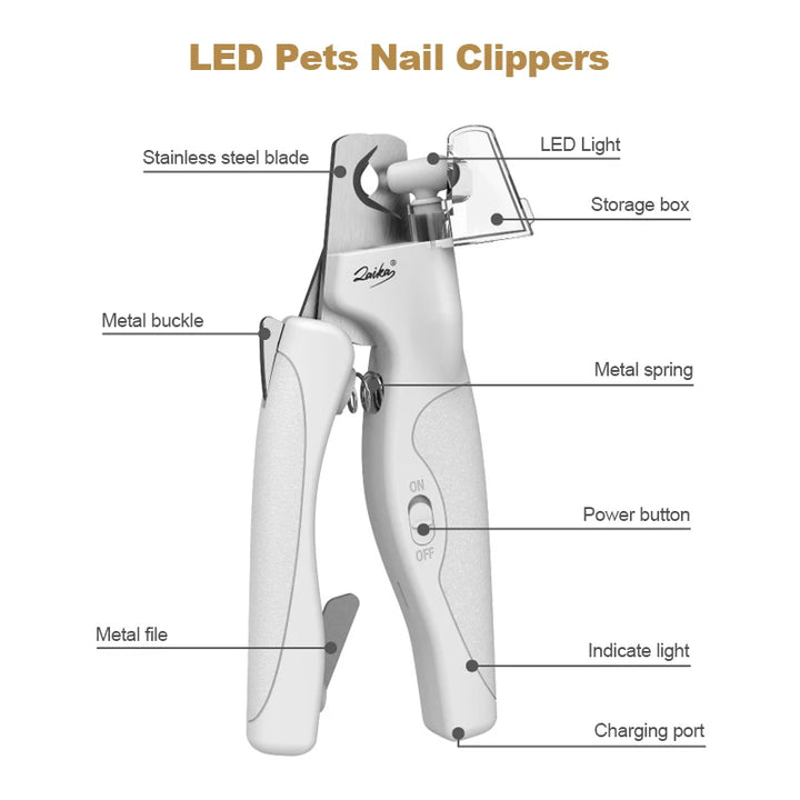 LED Pet Nail Clippers with Safety Light – Professional Grooming Tool