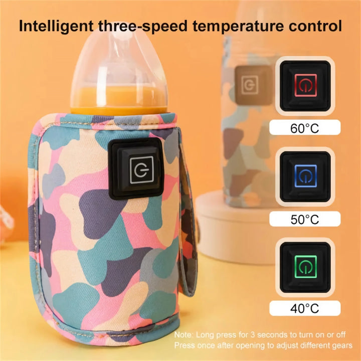 Portable USB Baby Bottle Warmer Bag - Insulated Travel Stroller Bottle Heater for Outdoor Winter