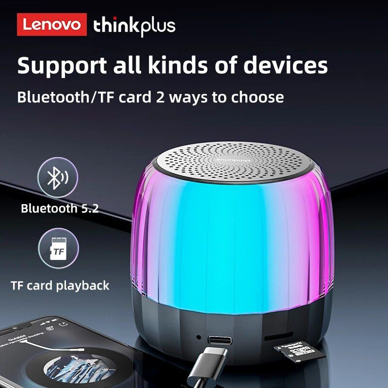 Wireless Bluetooth 5.2 Portable Outdoor Mini Speaker with RGB Lighting
