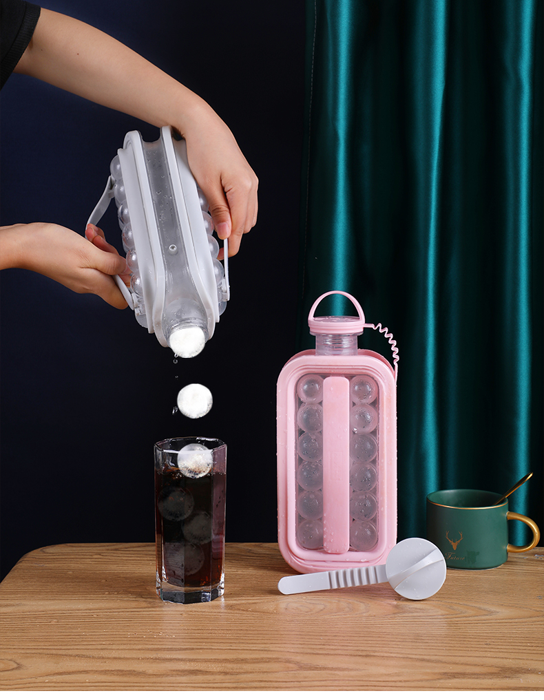 Vacane Ice Kettle Ice Ball Maker 2-In-1 Cold Water Bottle Household Ice Cube Ice Making Magic Tool Ice Mold