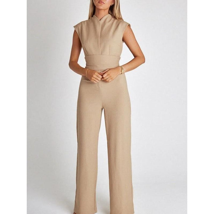 Elegant V-Neck Sleeveless Wide-Leg Jumpsuit