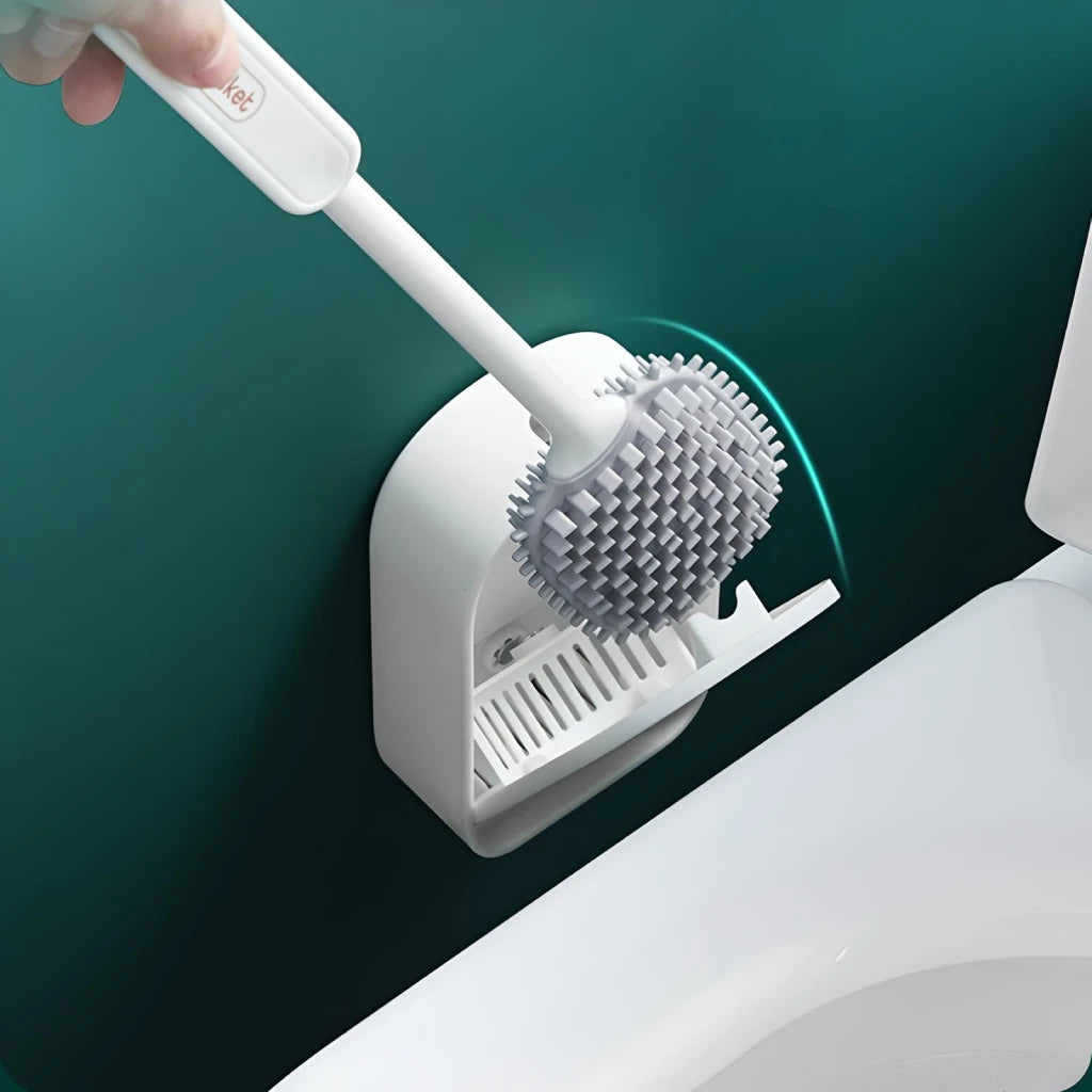 Flexible Silicone Toilet Brush with Quick-Dry Holder