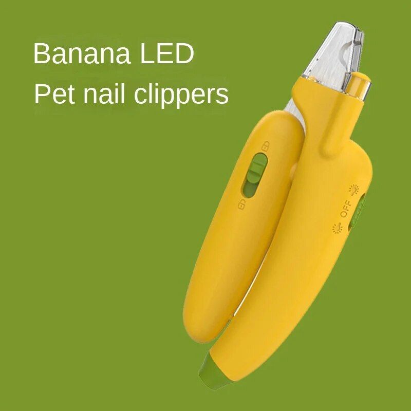 Banana Shaped LED Pet Nail Clipper & Multi-Functional Sharpener for Cats and Dogs