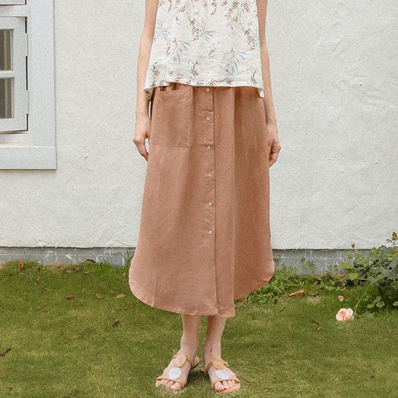 Elegant Cotton Linen Maxi Skirt