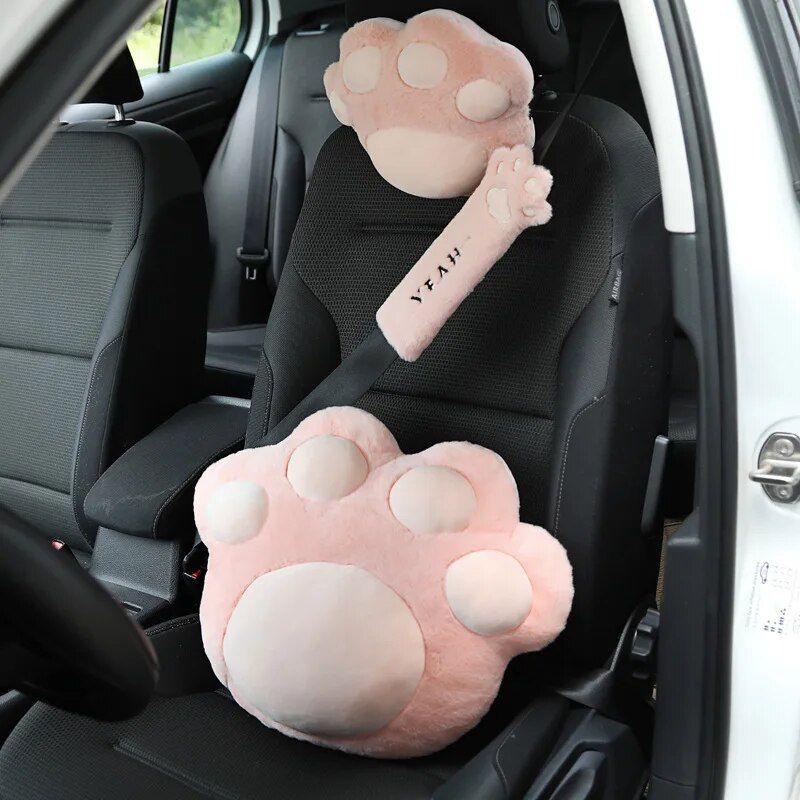 Soft Velvet Cat Paw Seat Belt Cover