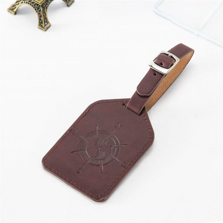 Compass Leather Luggage Tag