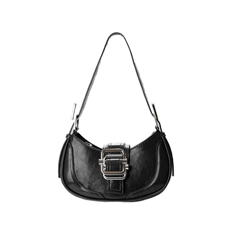 Chic Leather Half Moon Shoulder Hobo Bag