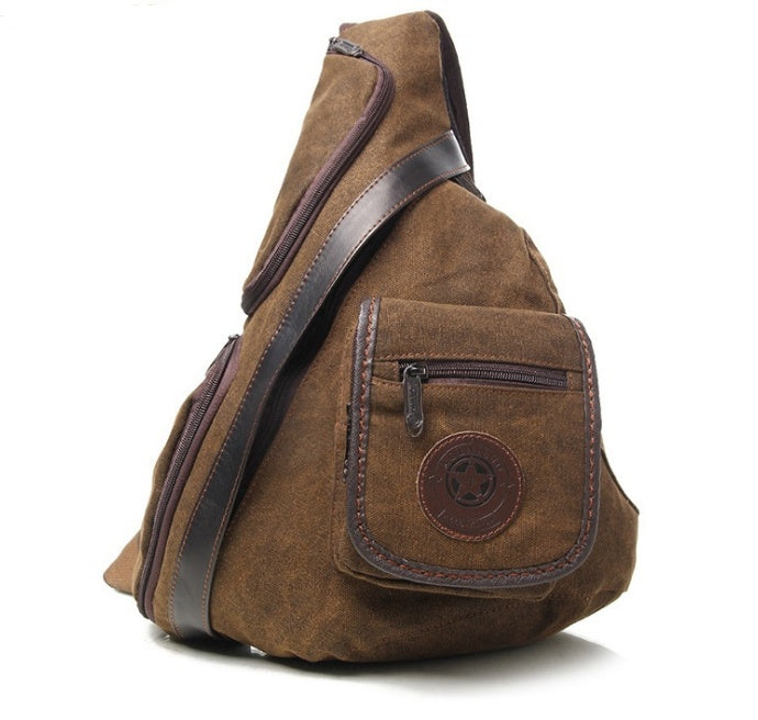 Triangle Korean retro wash canvas men's shoulder bag high school student bag diagonal package