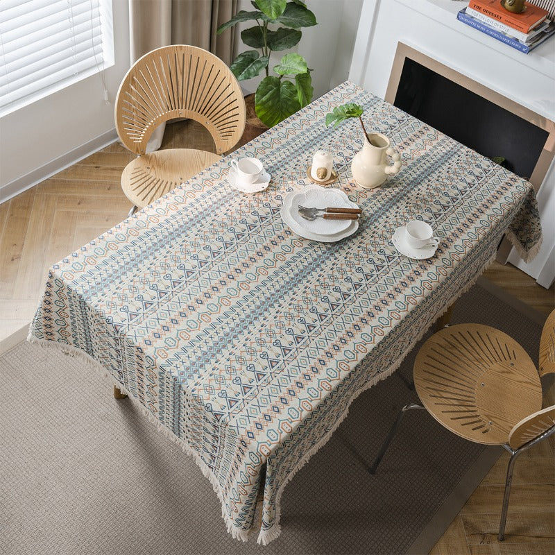 American Geometric Jacquard Bohemian Tablecloth