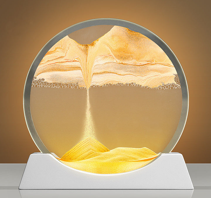 Creative New Quicksand Painting Small Night Lamp Living Room Bedroom Abstract Rotary Desktop Decoration