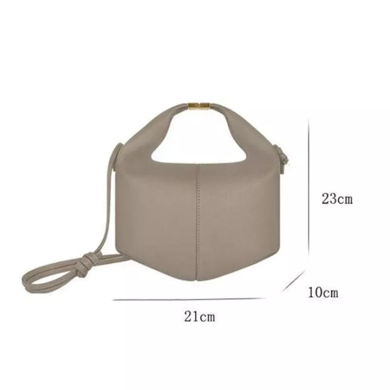 Leather Dumpling-Shaped Tote Bag