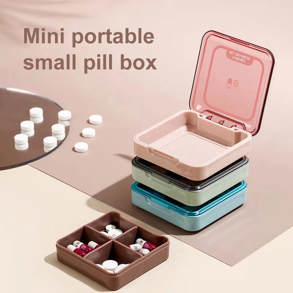 Portable Moisture-proof 4-Cell Pill Box for Weekly Medication Management