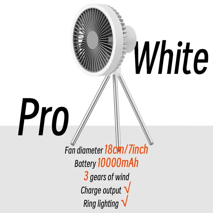 Rechargeable 10,000mAh Camping Fan with LED Lighting and Power Bank